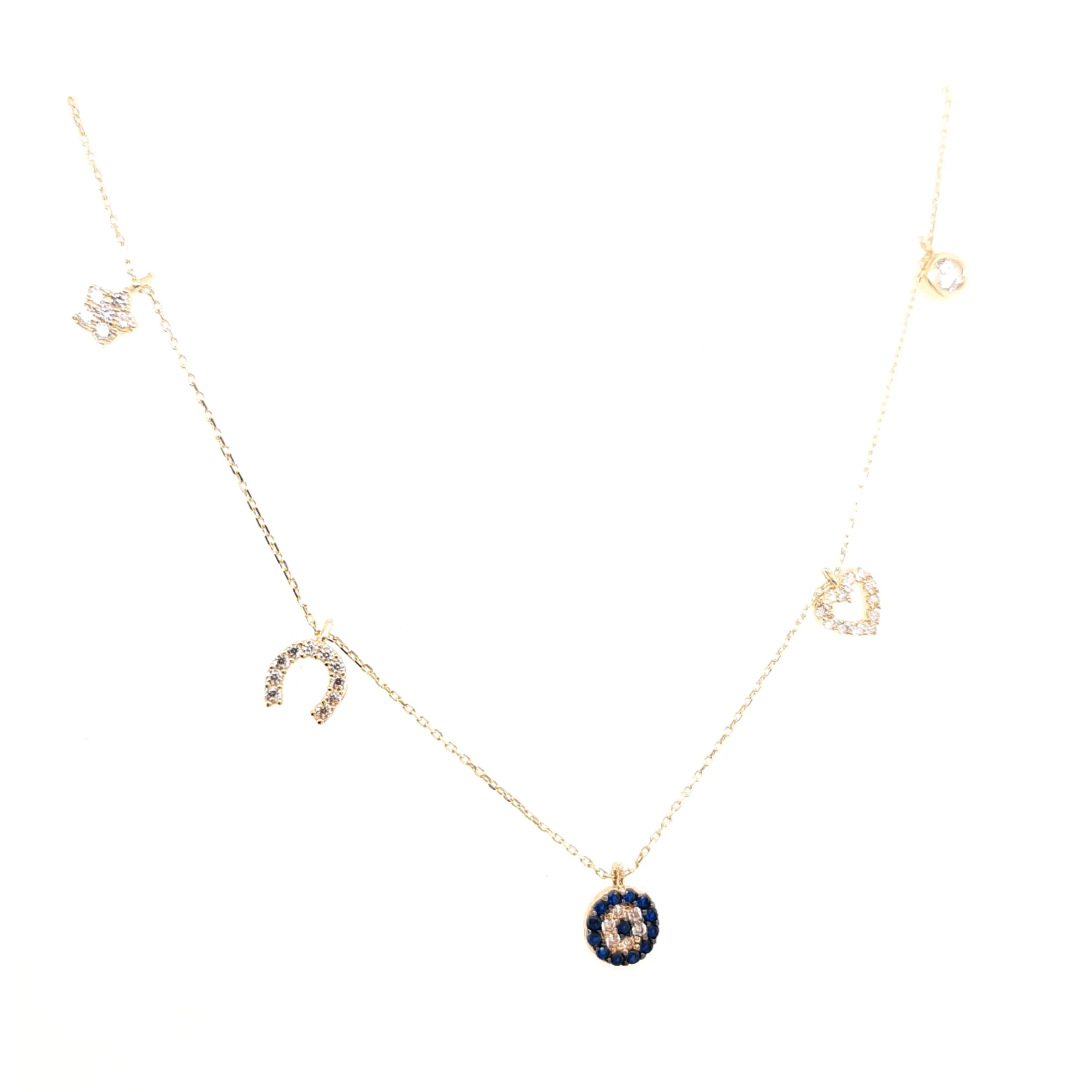 14K Gold | Halskette mit Nazar und Zirkonia