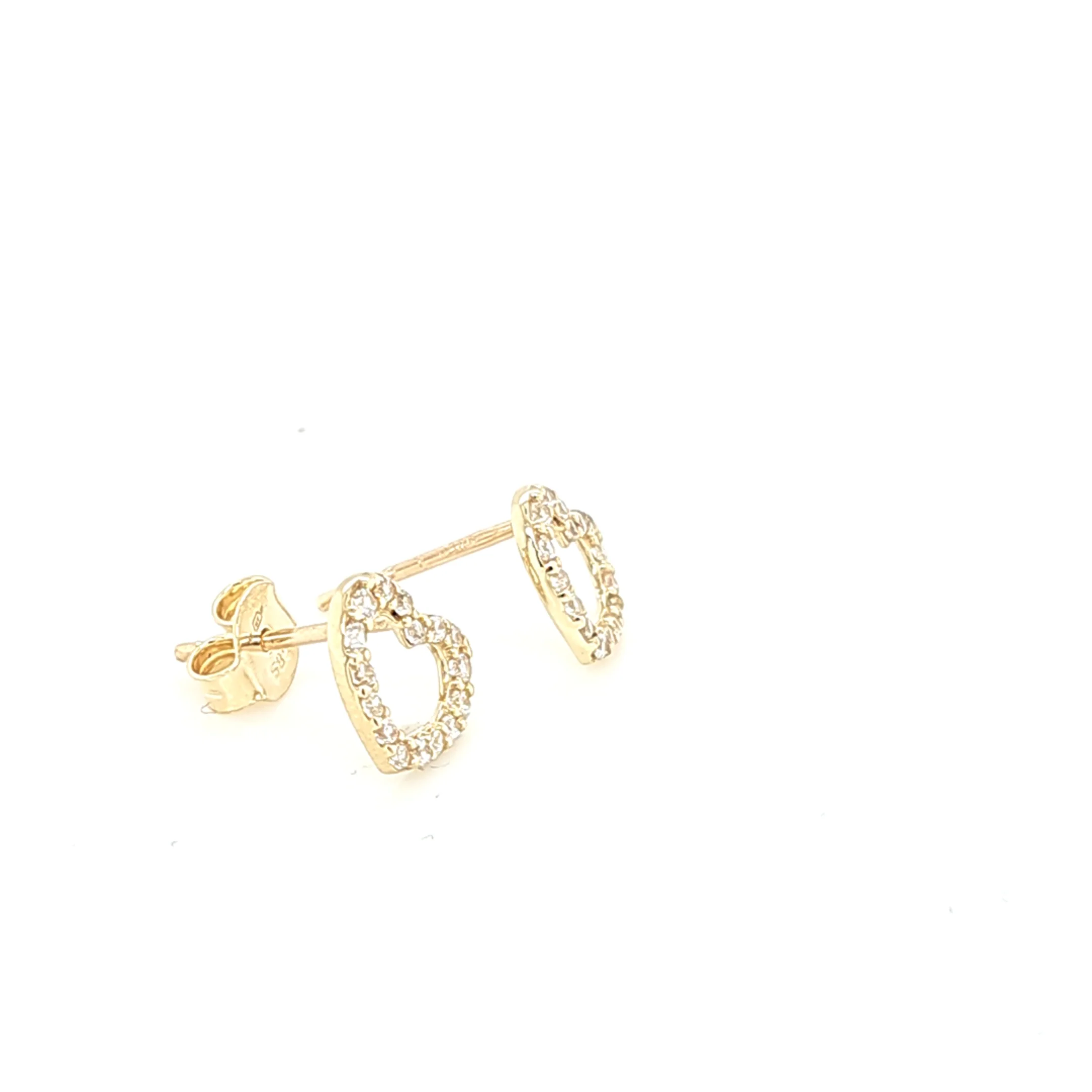 14K Gold | Ohrstecker Herz mit Zirkonia - Image 2