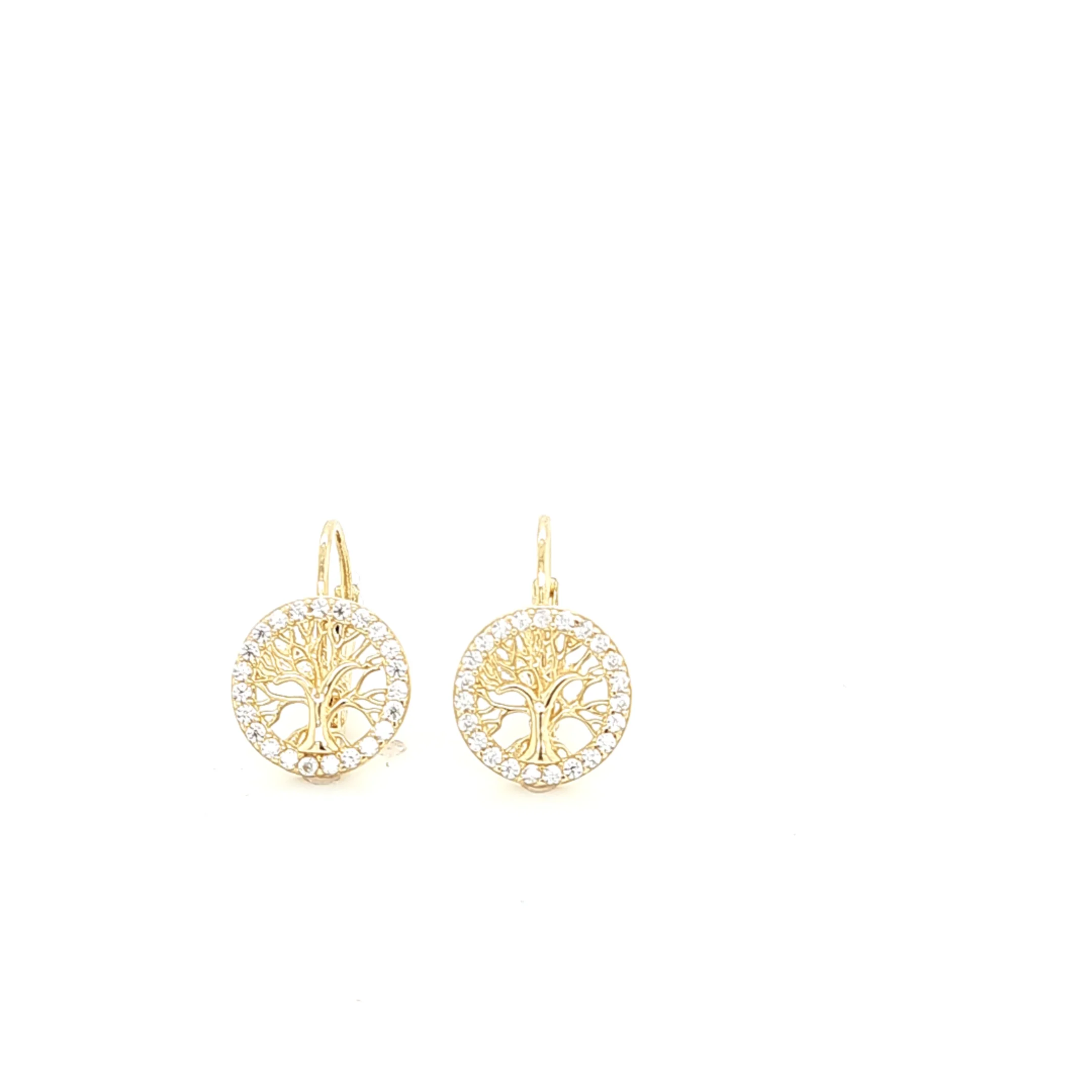 14K Gold | Ohrstecker mit LebensBaum und Zirkonia - Image 2