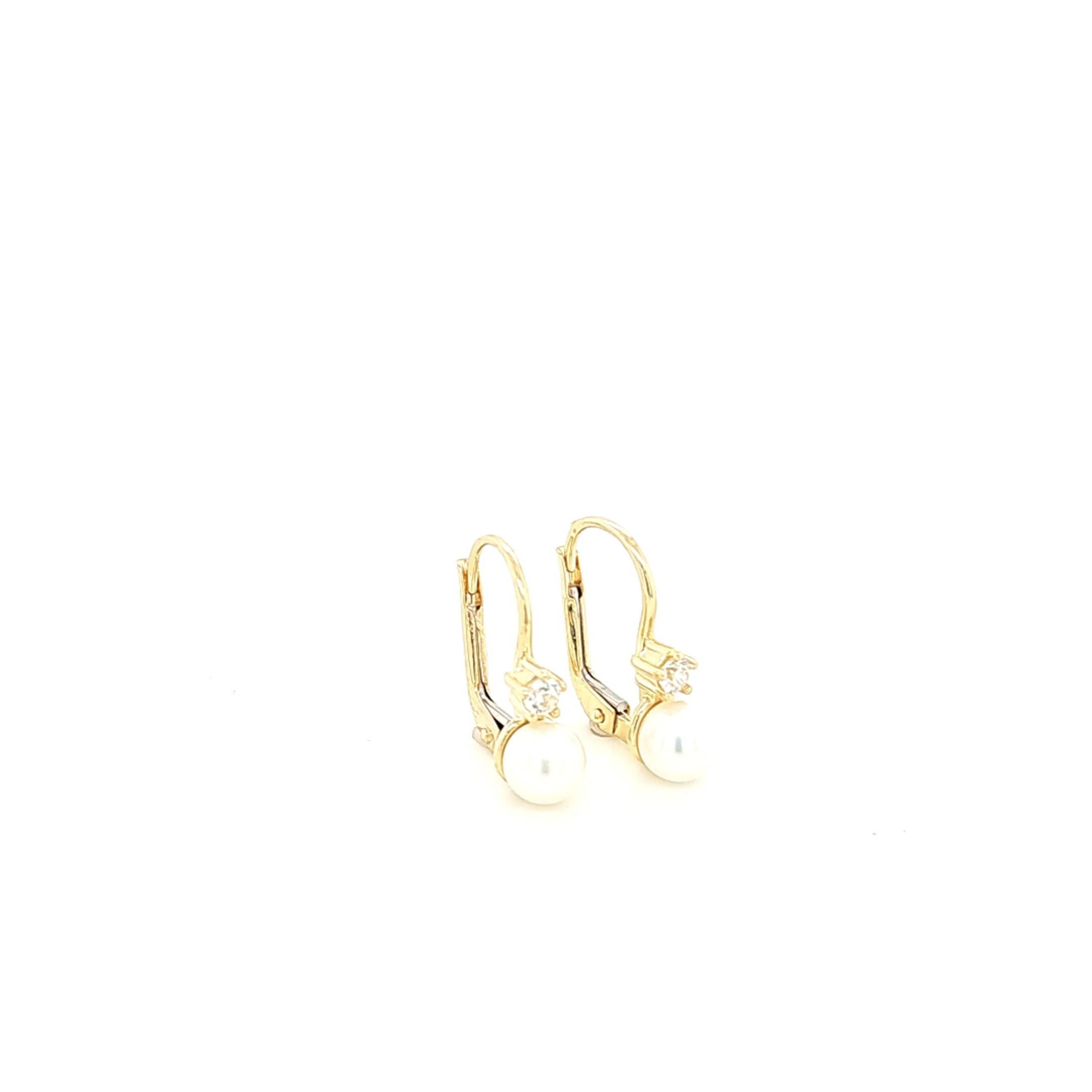 14K Gold | Ohrstecker mit Perle und Zirkonia
