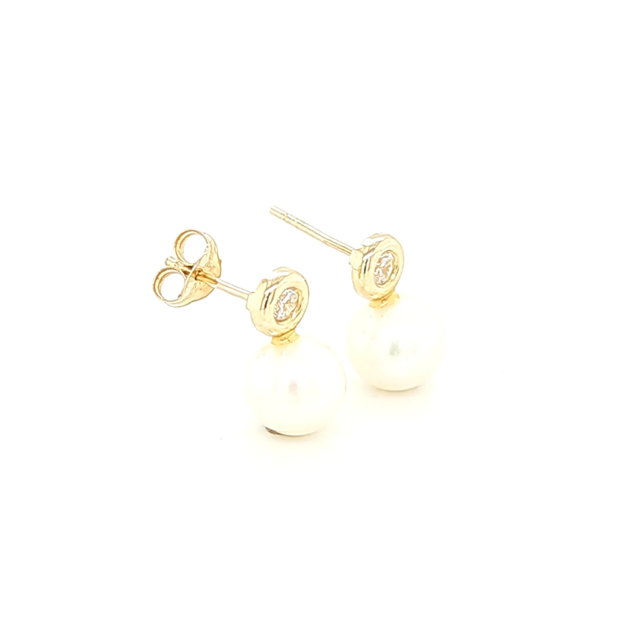 14K Gold | Ohrstecker Perle mit Zirkonia - Image 2