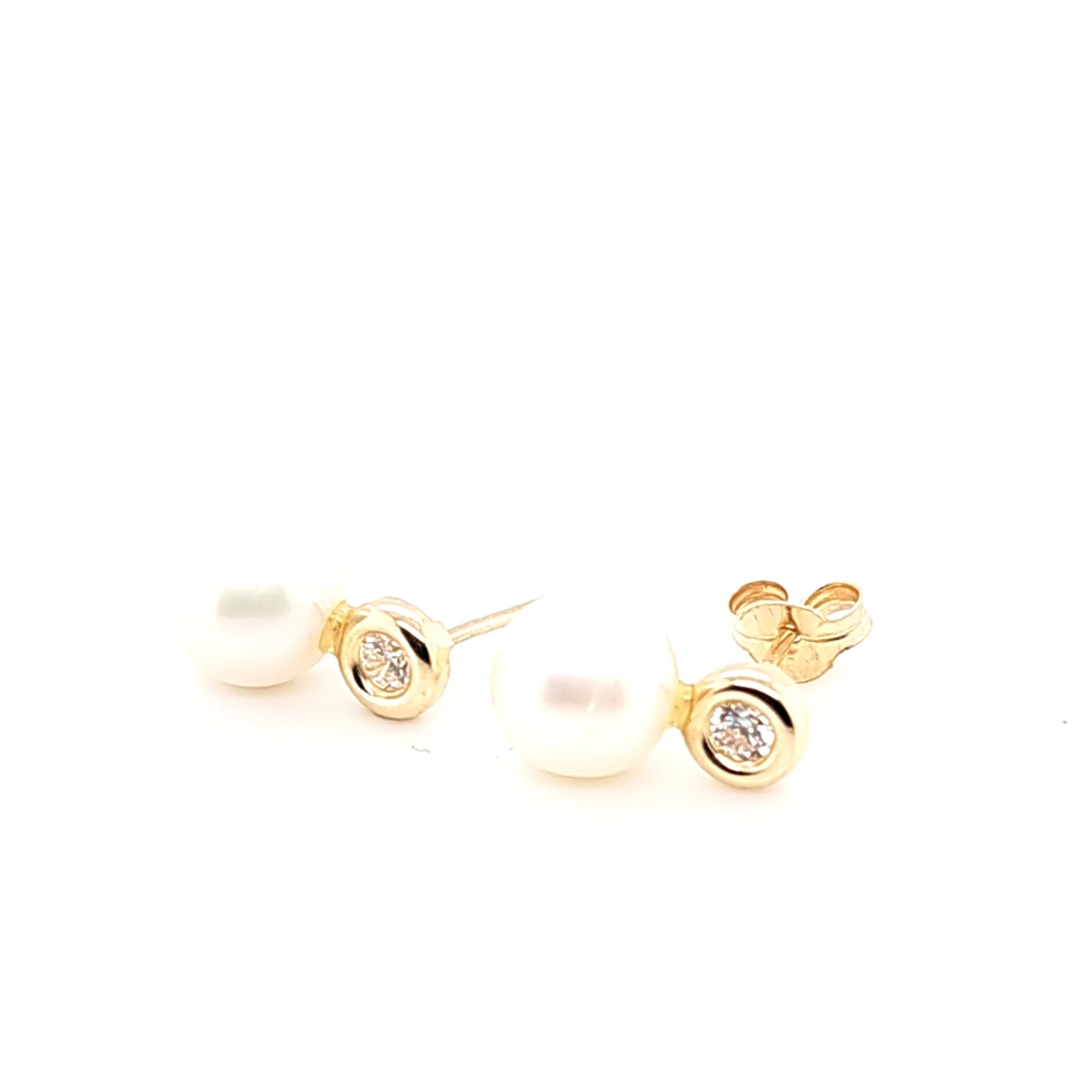 14K Gold | Ohrstecker Perle mit Zirkonia - Image 3
