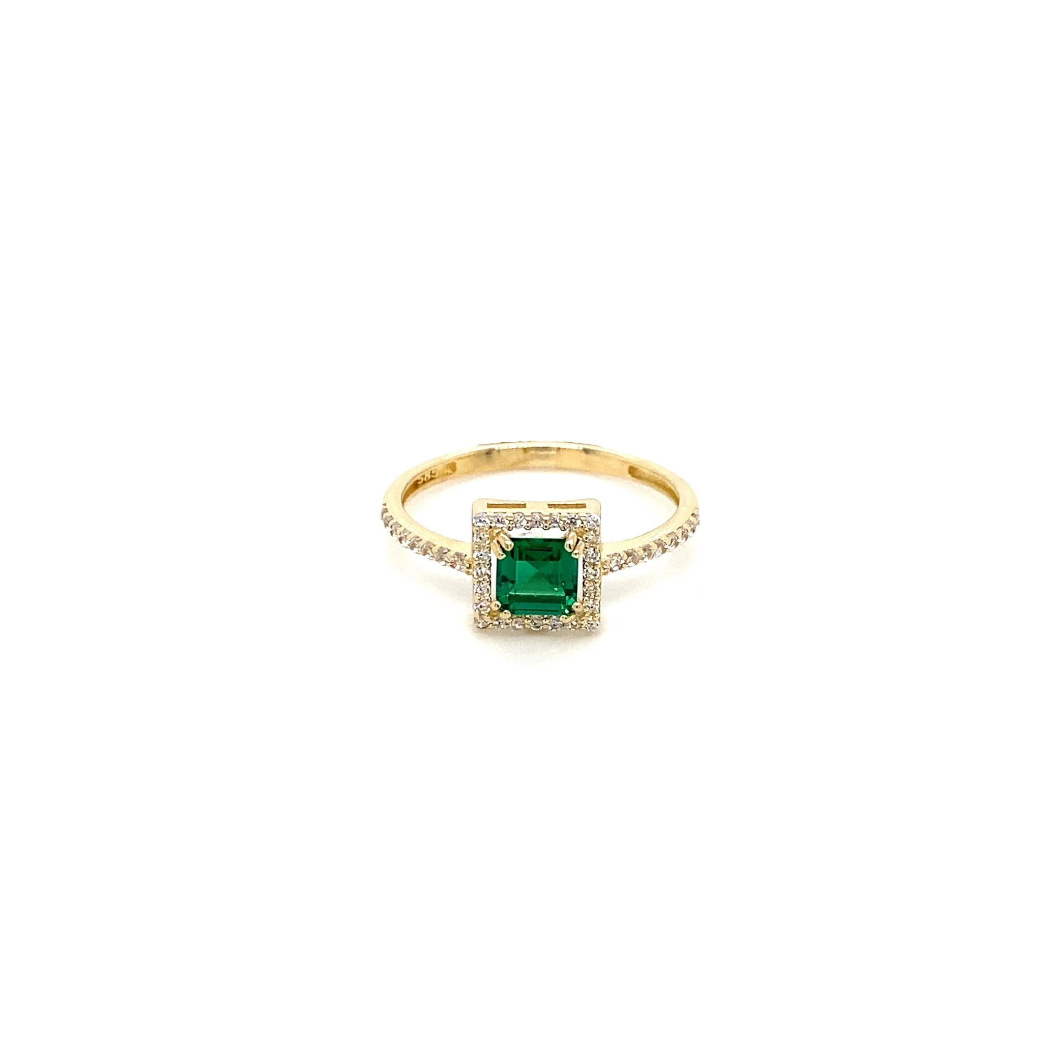 14K Gold | Quadratischer Funkelnder Strahlenkranz Ring - Image 4