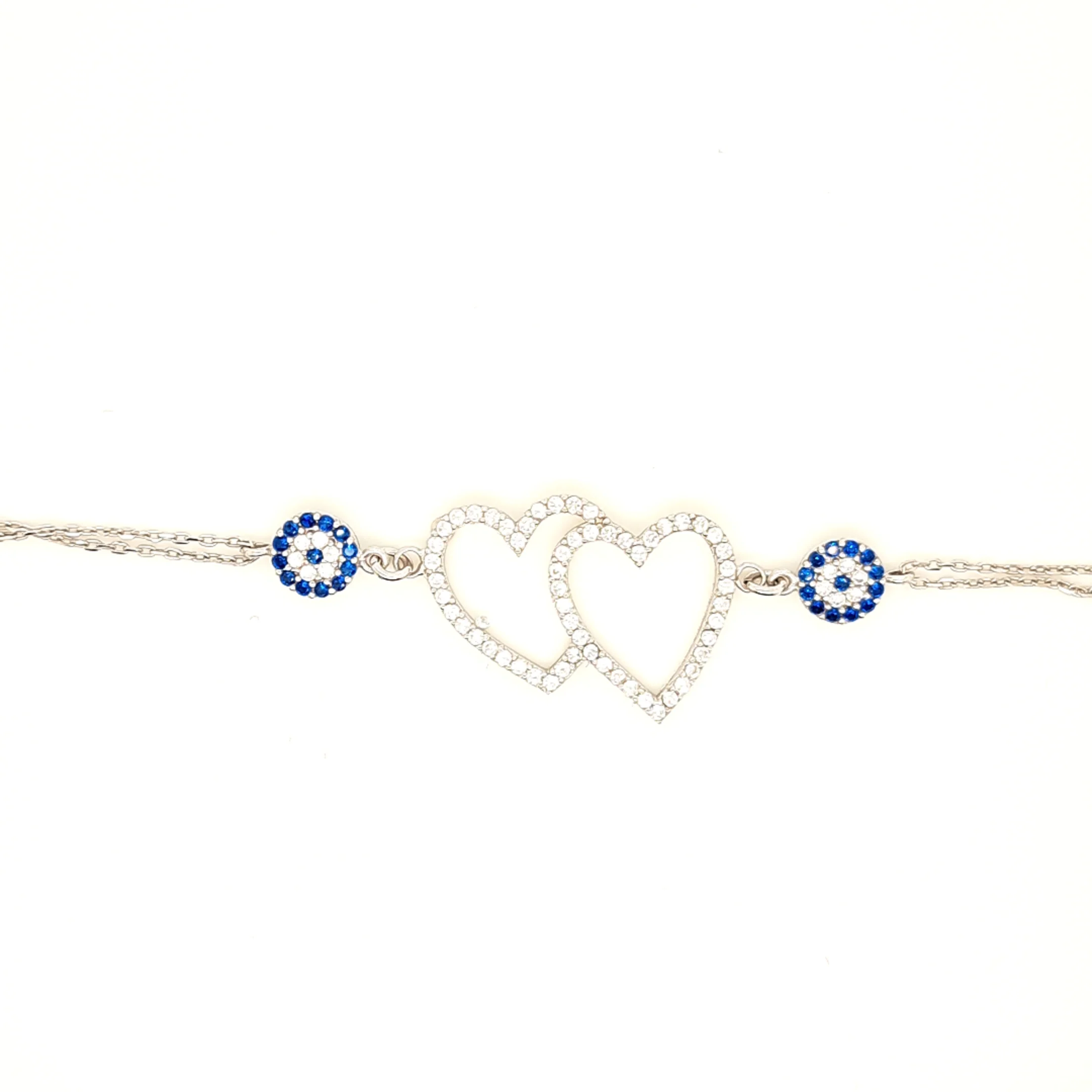 925 Silber |  Armband Herz mit Zirkonia und Nazar - Image 2