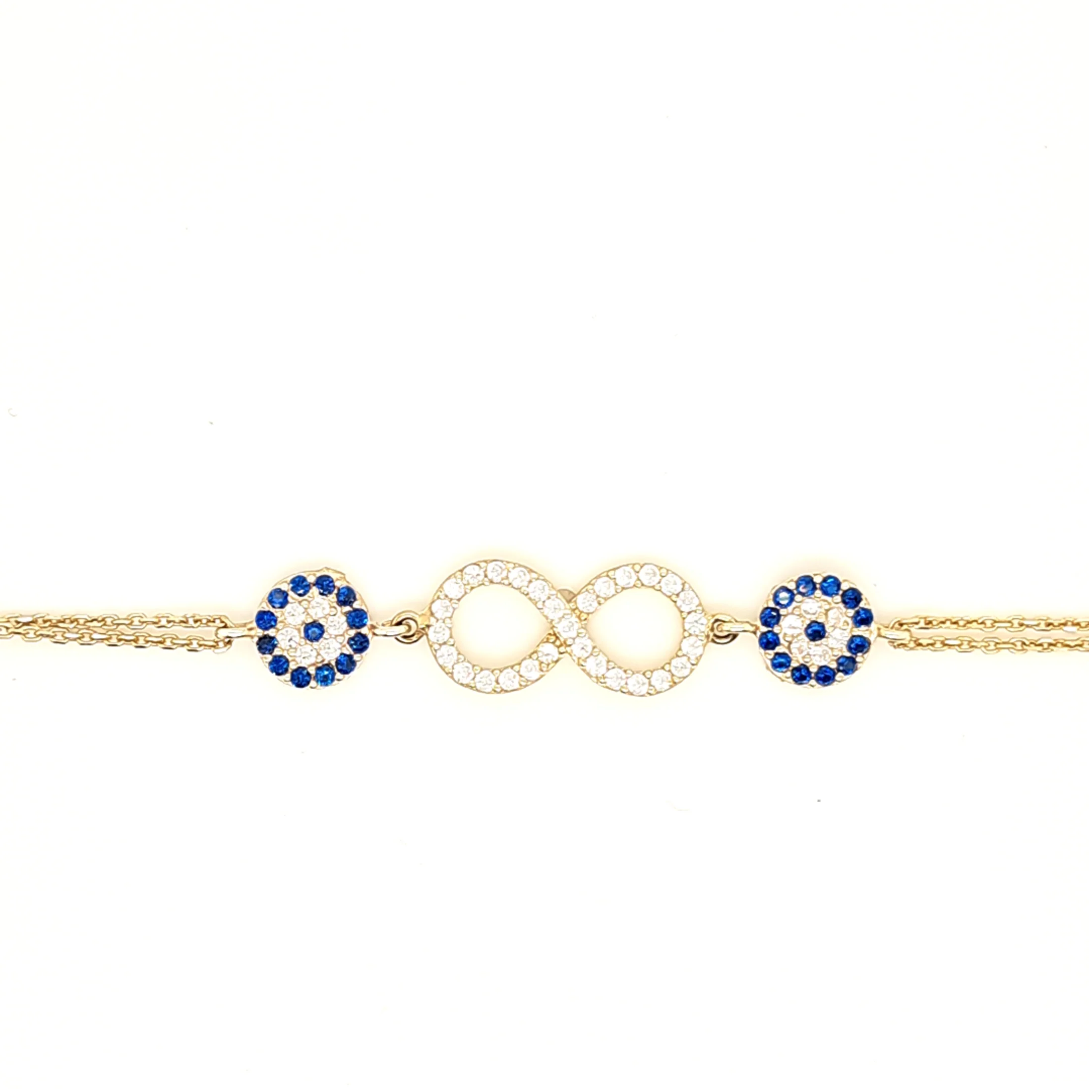 925 Silber |  Armband Infinity mit Zirkonia und Nazar - Image 2