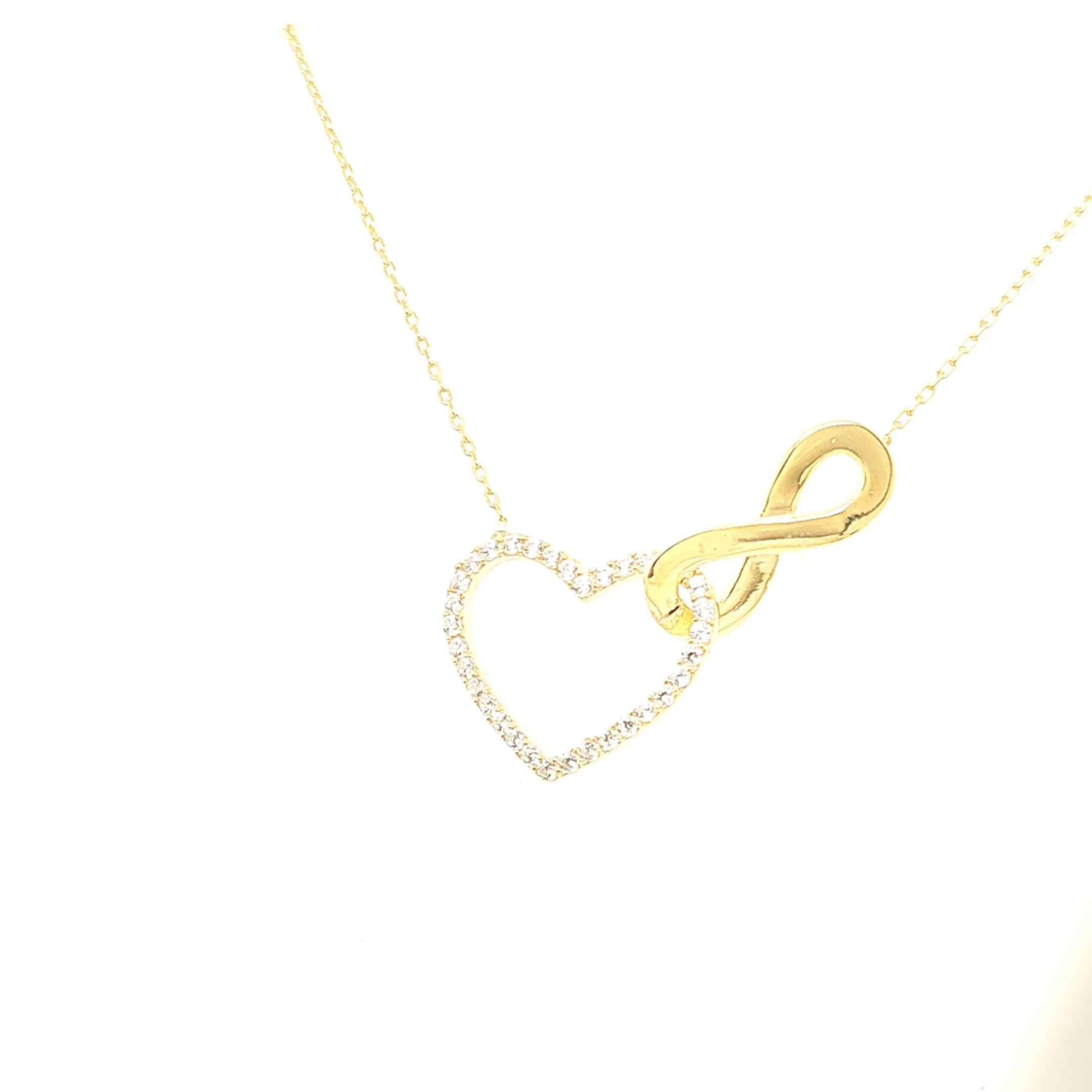 925 Silber | Halskette Herz mit Zirkonia und Infinity - Image 2
