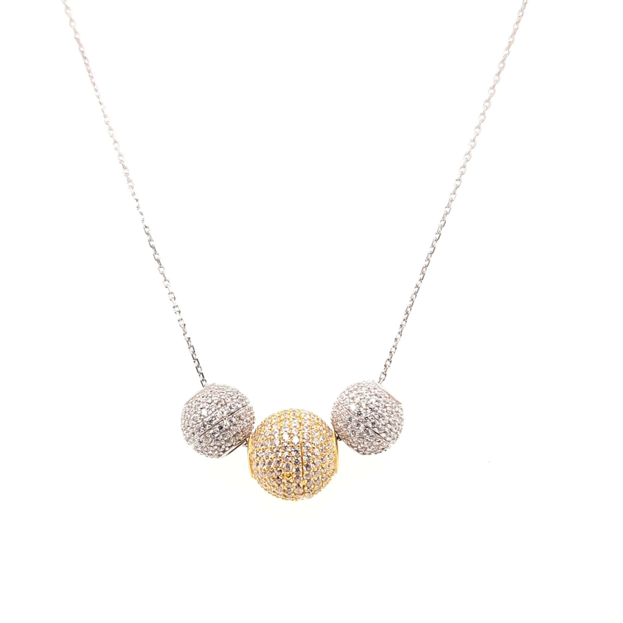 925 Silber | Halskette Kugel mit Zirkonia