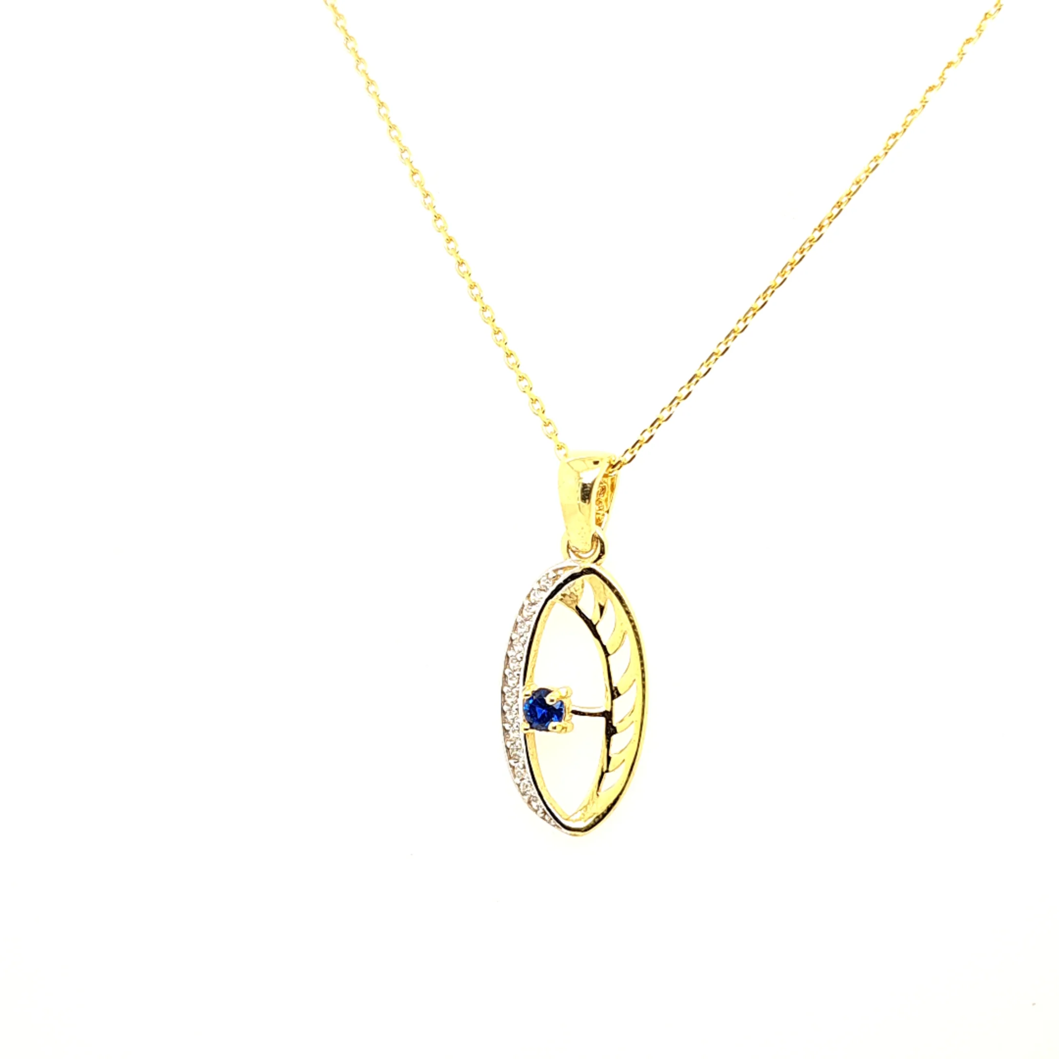 925 Silber | Halskette mit blau Zirkonia