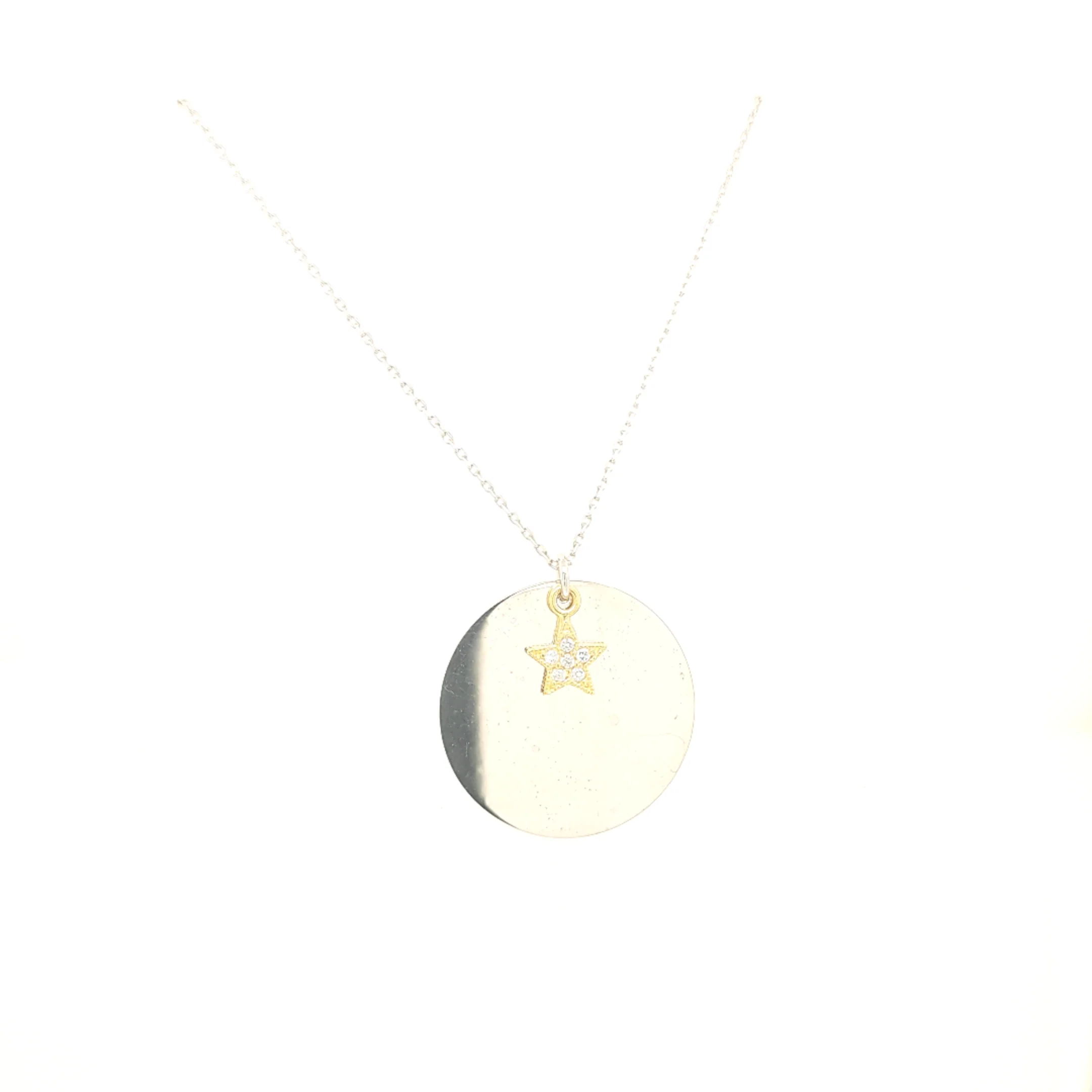 925 Silber | Halskette Rund mit Zirkonia und Stern - Image 2