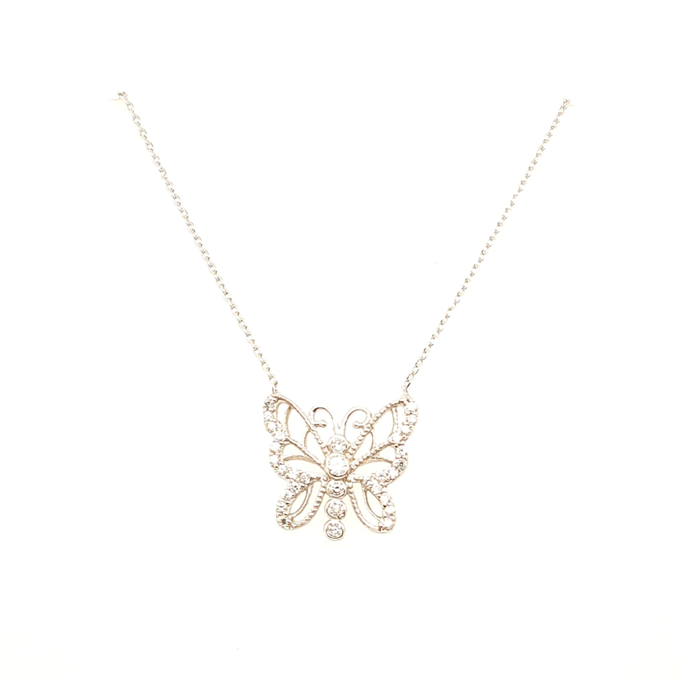 925 Silber | Halskette Schmetterling mit Zirkonia