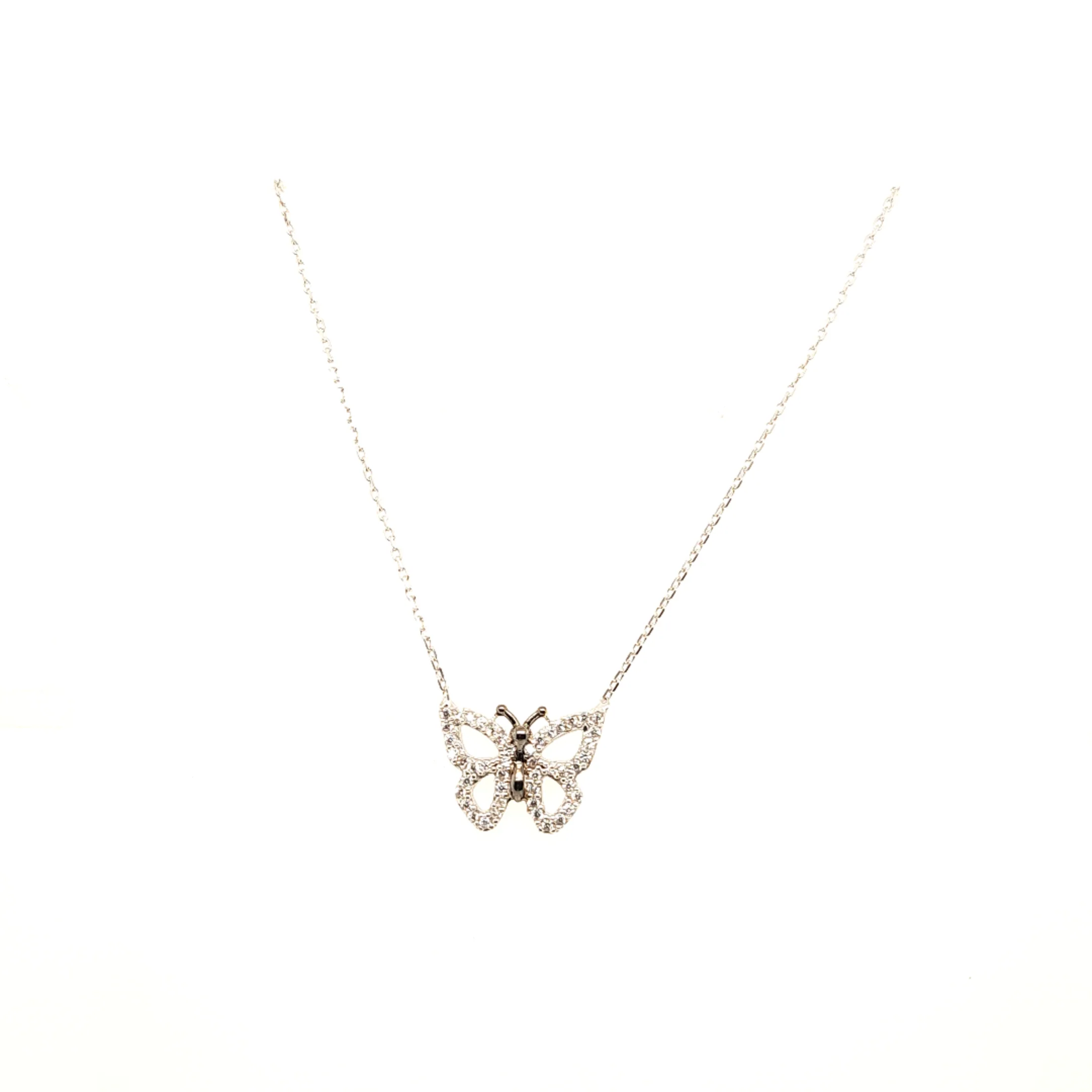 925 Silber | Halskette Schmetterlinge mit Zirkonia