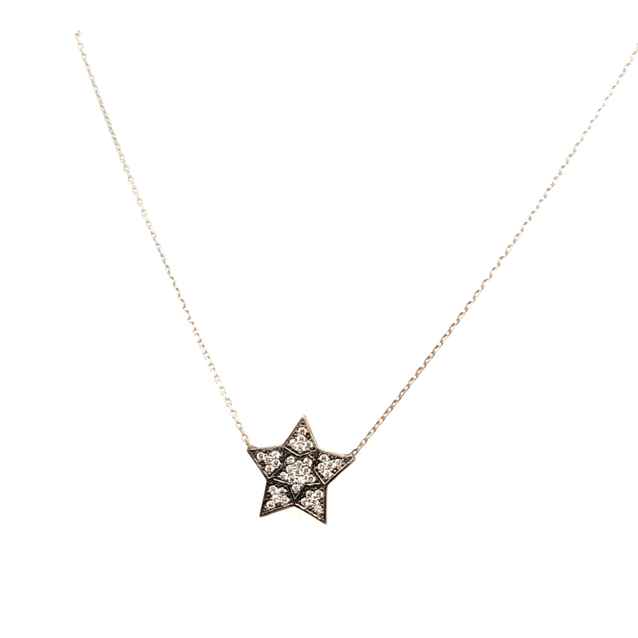 925 Silber | Halskette Stern mit Zirkonia
