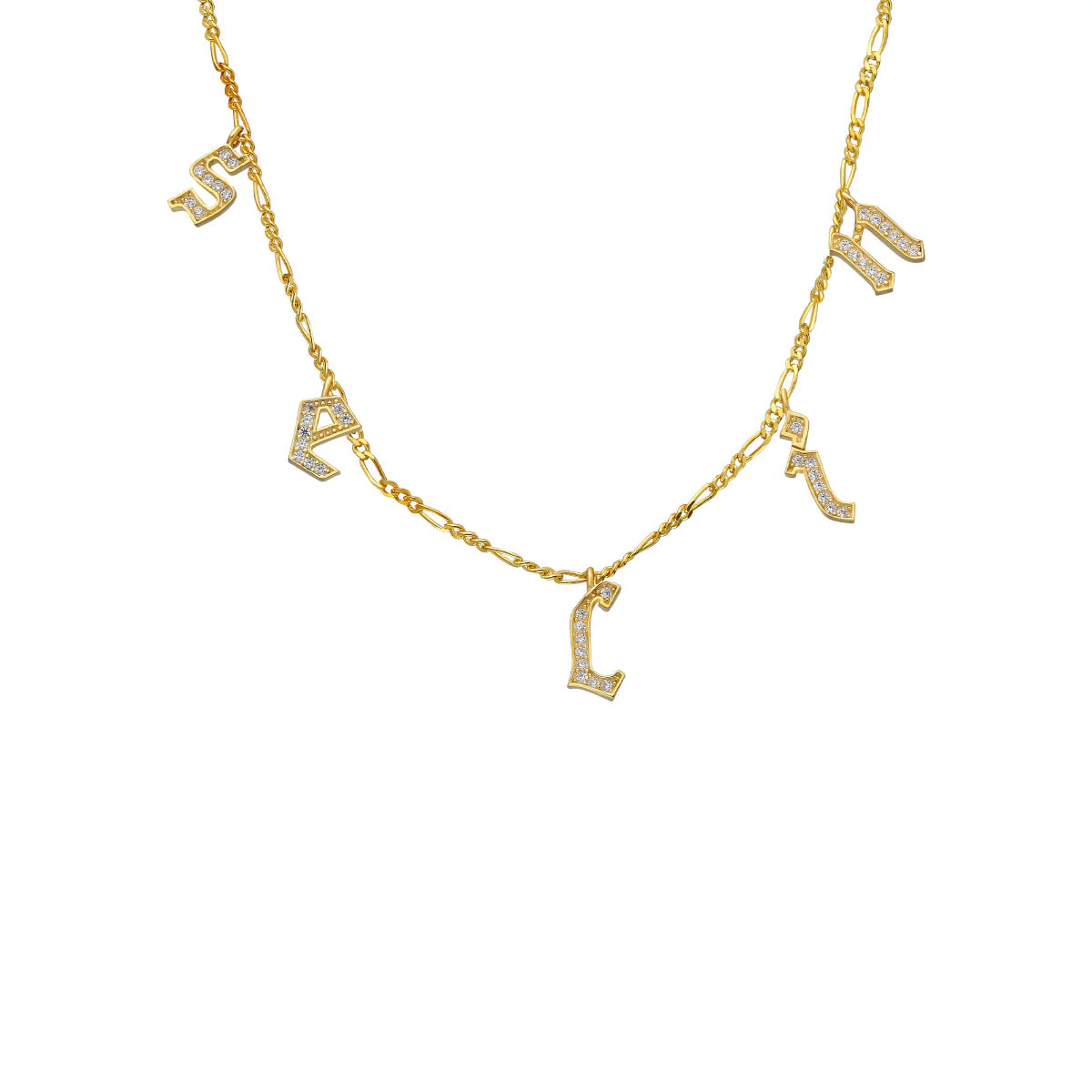 Chocker Namenskette mit Zirkonia Gothic