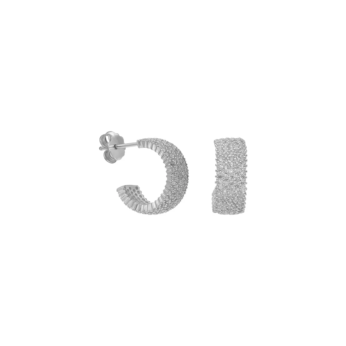 White CZ Single Line Eternity Hoop Earrings - Image 2